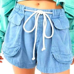 Free‎ People Utility Shorts Blue Women's Shorts with Drawstring Size S